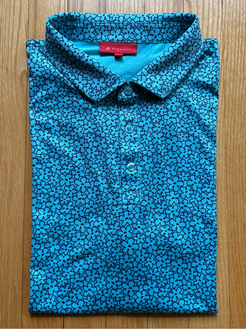Redvanly Men’s Short Sleeve Performance Golf Polo 2XL XXL Green Blue Floral